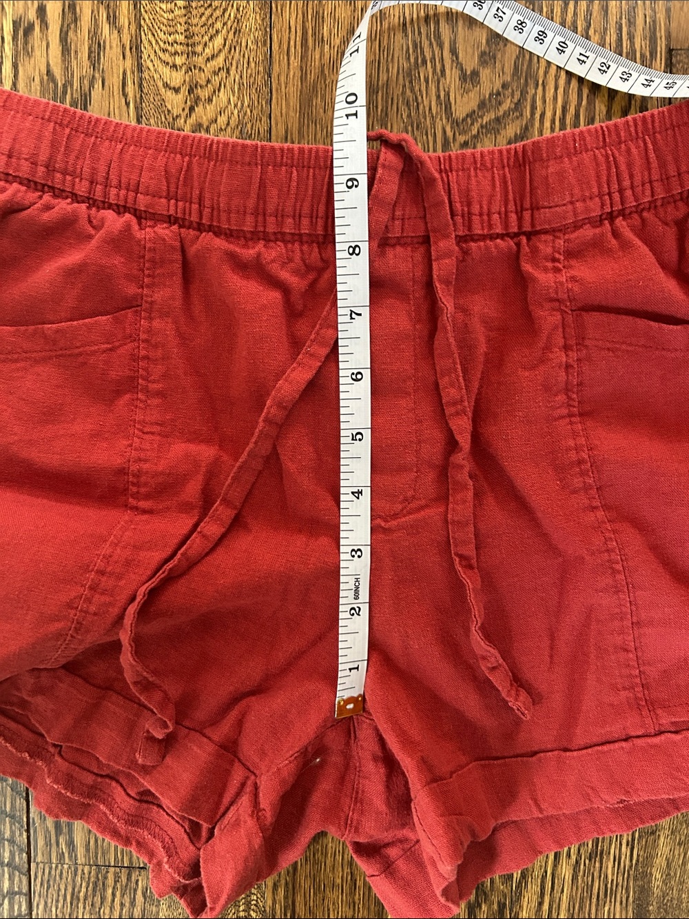 OLD NAVY Linen Blend Red Cuffed Drawstring Shirts NWOT - Picture 6 of 7